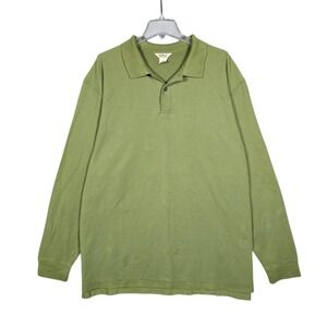 LL Bean Shirt‎ Men's XXL Tall Long Sleeve Double L Polo Green Wringle Resistant
